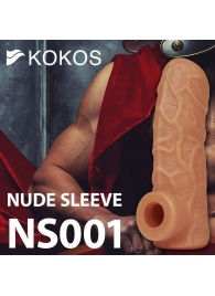 Телесная открытая насадка-реалистик с подхватом мошонки Nude Sleeve M - 12 см. - KOKOS - в Санкт-Петербурге купить с доставкой