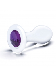 Стеклянная анальная пробка с фиолетовым стразом - 9 см. - Glas