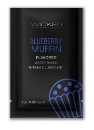 Лубрикант на водной основе с ароматом черничного маффина Wicked Aqua Blueberry Muffin - 3 мл. - Wicked - купить с доставкой в Санкт-Петербурге