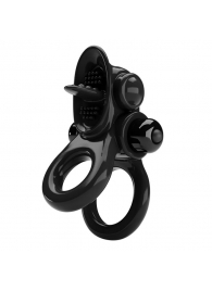 Черное эрекционное кольцо с подхватом мошонки и стимулятором клитора Passionate Ring - Baile - в Санкт-Петербурге купить с доставкой