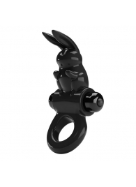 Черное эрекционное кольцо со стимулятором клитора в виде кролика Exciting ring - Baile - в Санкт-Петербурге купить с доставкой