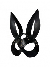 Черная кожаная маска зайки Miss Bunny - БДСМ Арсенал - купить с доставкой в Санкт-Петербурге
