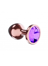 Пробка цвета розового золота с фиолетовым кристаллом Diamond Amethyst Shine S - 7,2 см. - Lola Games - купить с доставкой в Санкт-Петербурге