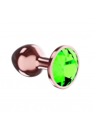 Пробка цвета розового золота с лаймовым кристаллом Diamond Emerald Shine S - 7,2 см. - Lola Games - купить с доставкой в Санкт-Петербурге
