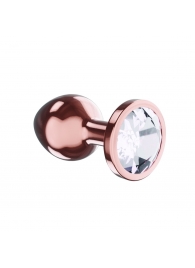 Пробка цвета розового золота с прозрачным кристаллом Diamond Moonstone Shine S - 7,2 см. - Lola Games - купить с доставкой в Санкт-Петербурге