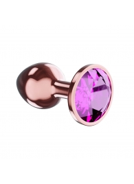Пробка цвета розового золота с лиловым кристаллом Diamond Quartz Shine L - 8,3 см. - Lola Games - купить с доставкой в Санкт-Петербурге
