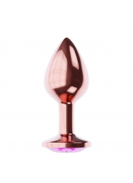 Пробка цвета розового золота с лиловым кристаллом Diamond Quartz Shine L - 8,3 см. - Lola Games - купить с доставкой в Санкт-Петербурге