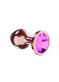 Пробка цвета розового золота с лиловым кристаллом Diamond Quartz Shine S - 7,2 см. - Lola Games - купить с доставкой в Санкт-Петербурге