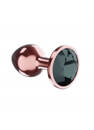 Пробка цвета розового золота с черным кристаллом Diamond Jet Shine L - 8,3 см. - Lola toys - купить с доставкой в Санкт-Петербурге