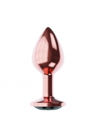 Пробка цвета розового золота с черным кристаллом Diamond Jet Shine L - 8,3 см. - Lola Games - купить с доставкой в Санкт-Петербурге