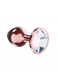 Пробка цвета розового золота с прозрачным кристаллом Diamond Moonstone Shine L - 8,3 см. - Lola Games - купить с доставкой в Санкт-Петербурге