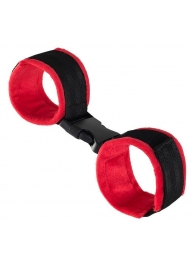 Красно-черные велюровые наручники Anonymo - ToyFa - купить с доставкой в Санкт-Петербурге