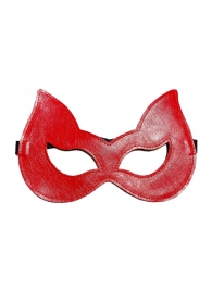 Двусторонняя красно-черная маска с ушками из эко-кожи - БДСМ Арсенал - купить с доставкой в Санкт-Петербурге