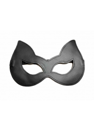 Черная лаковая маска с ушками из эко-кожи - БДСМ Арсенал - купить с доставкой в Санкт-Петербурге