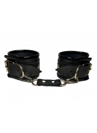 Черные наручники из эко-кожи - БДСМ Арсенал - купить с доставкой в Санкт-Петербурге