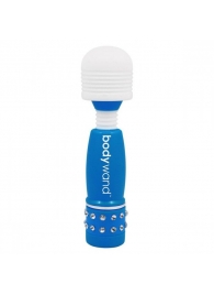 Голубо-белый жезловый мини-вибратор с кристаллами Mini Massager Neon Edition - Bodywand
