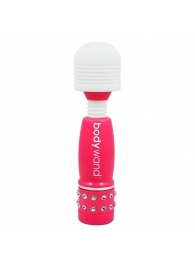 Розово-белый жезловый мини-вибратор с кристаллами Mini Massager Neon Edition - Bodywand