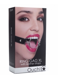 Расширяющий кляп Ring Gag XL с чёрными ремешками - Shots Media BV - купить с доставкой в Санкт-Петербурге