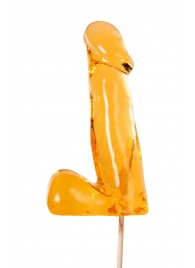 Оранжевый леденец в форме пениса со вкусом аморетто - Sosuчki - купить с доставкой в Санкт-Петербурге