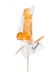 Оранжевый леденец в форме пениса со вкусом аморетто - Sosuчki - купить с доставкой в Санкт-Петербурге