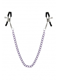 Зажимы для сосков с фиолетовой цепочкой Sweet Caress Nipple Chain - Sweet Caress - купить с доставкой в Санкт-Петербурге
