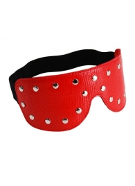 Красная кожаная маска на глаза с клёпками и велюровой подкладкой - Sitabella - купить с доставкой в Санкт-Петербурге