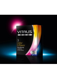 Цветные ароматизированные презервативы VITALIS PREMIUM color   flavor - 3 шт. - Vitalis - купить с доставкой в Санкт-Петербурге