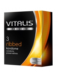 Ребристые презервативы VITALIS PREMIUM ribbed - 3 шт. - Vitalis - купить с доставкой в Санкт-Петербурге