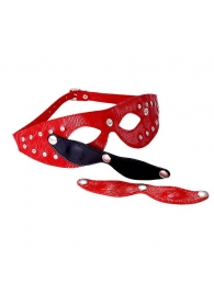 Красная кожаная маска со съёмными шорами - Sitabella - купить с доставкой в Санкт-Петербурге