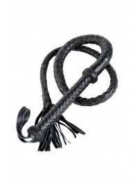 Длинный кожаный кнут с хлопушками на конце - ToyFa - купить с доставкой в Санкт-Петербурге