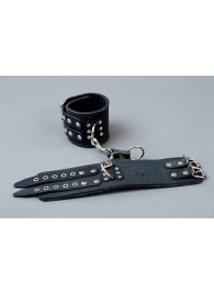 Широкие чёрные кожаные наручники - Подиум - купить с доставкой в Санкт-Петербурге