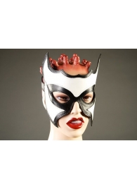 Кожаная маска-очки с белой вставкой - Подиум - купить с доставкой в Санкт-Петербурге
