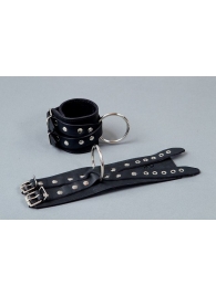 Чёрные кожаные наручники  Крест - Подиум - купить с доставкой в Санкт-Петербурге