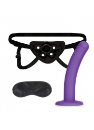 Фиолетовый поясной фаллоимитатор Strap on Harness   5in Dildo Set - 12,25 см. - Lux Fetish - купить с доставкой в Санкт-Петербурге