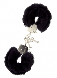 Металлические наручники с чёрной меховой опушкой - Dream Toys - купить с доставкой в Санкт-Петербурге