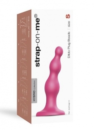 Розовая насадка Strap-On-Me Dildo Plug Beads size S - Strap-on-me - купить с доставкой в Санкт-Петербурге