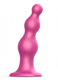 Розовая насадка Strap-On-Me Dildo Plug Beads size L - Strap-on-me - купить с доставкой в Санкт-Петербурге