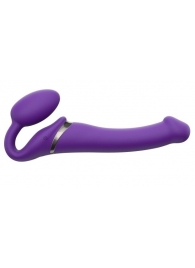 Фиолетовый безремневой вибрострапон Silicone Bendable Strap-On - size M - Strap-on-me - купить с доставкой в Санкт-Петербурге