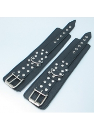 Чёрные наручники  из кожи с пряжкой - БДСМ Арсенал - купить с доставкой в Санкт-Петербурге