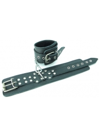 Чёрные наручники  из кожи с пряжкой - БДСМ Арсенал - купить с доставкой в Санкт-Петербурге