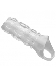Насадка на пенис с кольцом для мошонки Clear Sensations Enhancer Sex Sleeve - 11,5 см. - XR Brands - в Санкт-Петербурге купить с доставкой