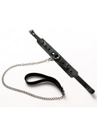 Черный ошейник с шипами и поводком - Crazy Handmade - купить с доставкой в Санкт-Петербурге