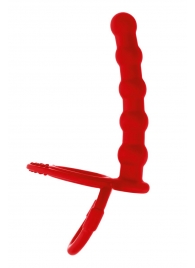 Красная насадка на пенис для двойного проникновения - 19,5 см. - ToyFa - купить с доставкой в Санкт-Петербурге