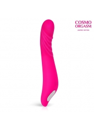 Розовый изогнутый вибромассажёр из силикона для G-стимуляции - 21,3 см. - Cosmo