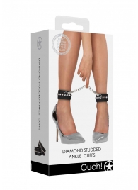 Черные поножи Diamond Studded Ankle Cuffs - Shots Media BV - купить с доставкой в Санкт-Петербурге