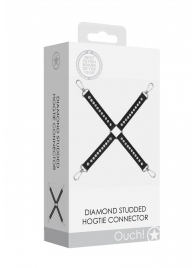 Черный крестообразный фиксатор Diamond Studded Hogtie - Shots Media BV - купить с доставкой в Санкт-Петербурге