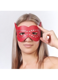 Красная маска на глаза с разрезами и заклепками - Sitabella - купить с доставкой в Санкт-Петербурге