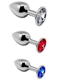 Набор из 3 серебристых анальных втулок со стразами Metal Plug Kit - Adrien Lastic - купить с доставкой в Санкт-Петербурге