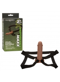 Коричневый фаллопротез Life-Like Extension with Harness - 17,75 см. - California Exotic Novelties - купить с доставкой в Санкт-Петербурге