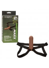 Коричневый фаллопротез из силикона Extension with Harness - 15,75 см. - California Exotic Novelties - купить с доставкой в Санкт-Петербурге